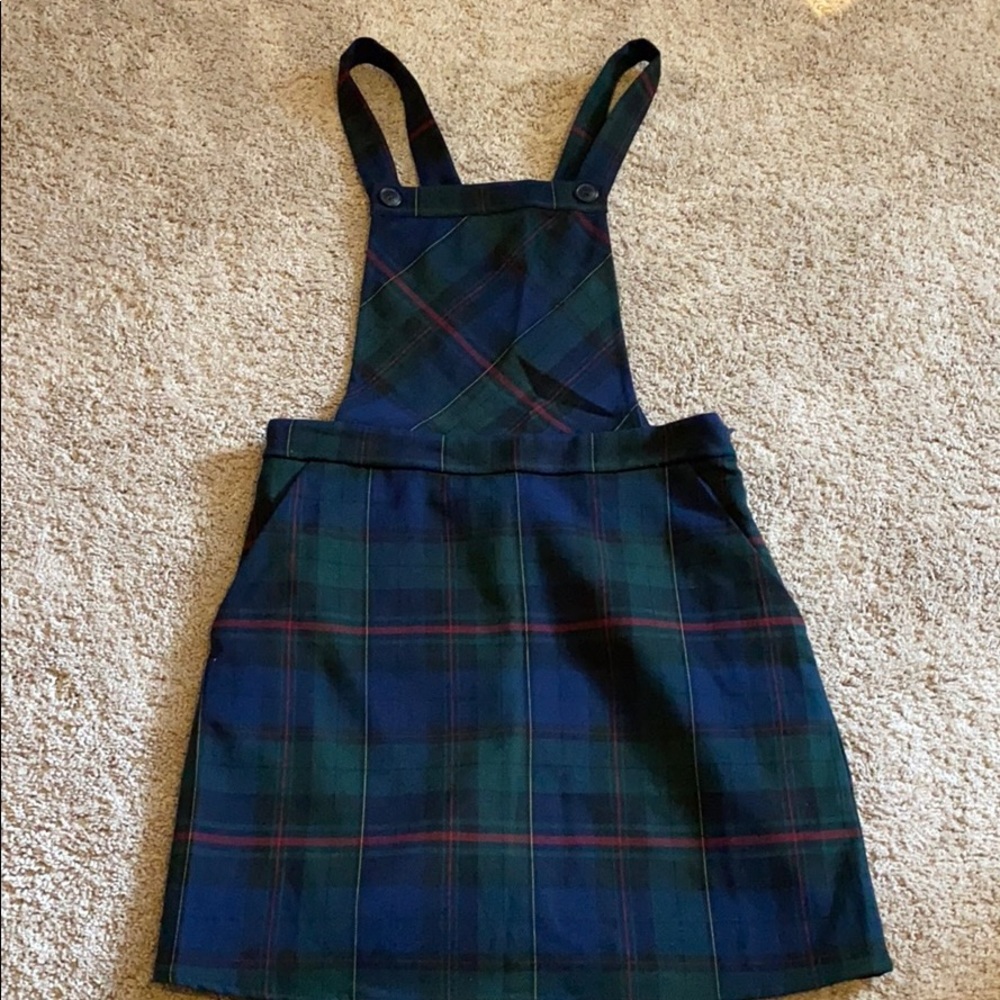 Plaid green/multi colored Overall dress